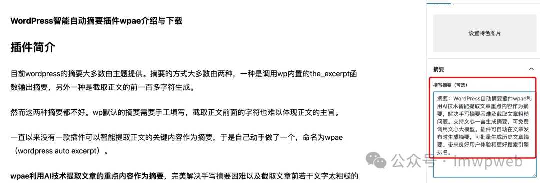 WordPress智能摘要插件2025|AI自动生成文章摘要 全主题适配+多语言支持 永久免费